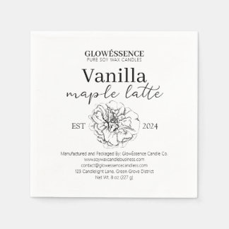 Serviette En Papier Soy Wax Candle Label Flower Vanilla Aroma