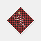 Serviette En Papier Soyez Joyeux, Abeille d'or sur Red Buffalo Plaid C (Coin)