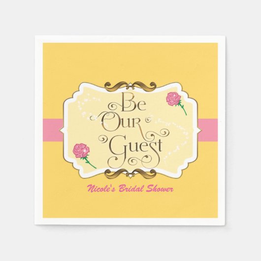 Serviette En Papier Soyez notre invité Jaune & Rose Princess Party (Devant)
