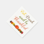 Serviette En Papier Soyez reconnaissants typographie feuille citrouill (Coin)