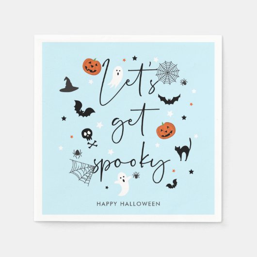 Serviette En Papier Soyons éffrayants de la fête d'Halloween Blue (Devant)