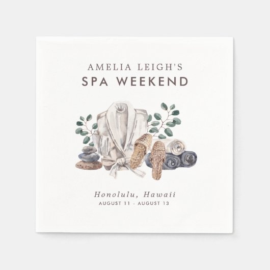 Serviette En Papier Spa Bachelorette Weekend Invitation (Devant)