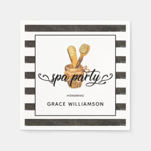 Serviette En Papier Spa Party Vintage noir et blanc rayé