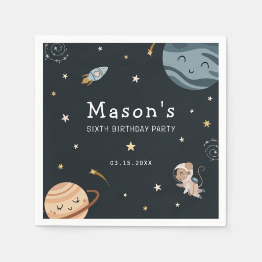 Serviette En Papier Space Adventure Playful Kids Birthday Party (Devant)