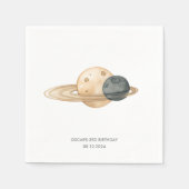 Serviette En Papier "Space Adventure Watercolor Premier anniversaire (Devant)