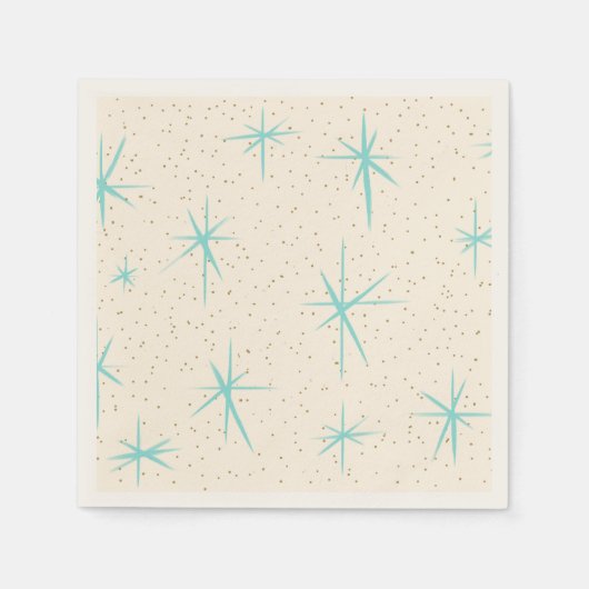 Serviette En Papier Space Age Turquoise Starburbs Papier Napkin (Devant)