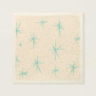 Serviette En Papier Space Age Turquoise Starburbs Papier Napkin