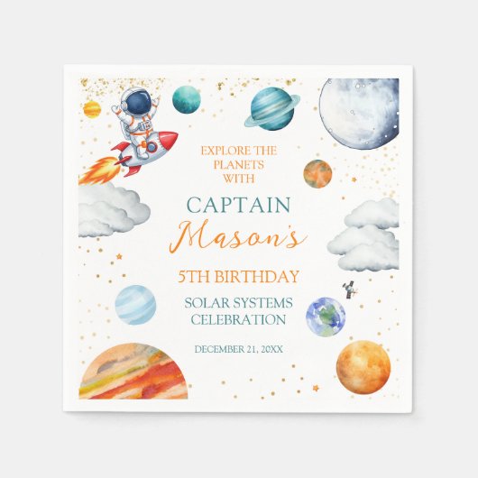 Serviette En Papier Space Astronaut Birthday (Devant)