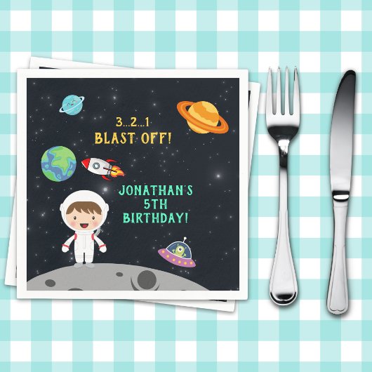 Serviette En Papier Space Astronaut Birthday Party-Blast Off Design"