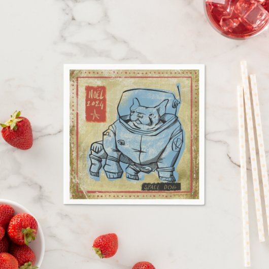 Serviette En Papier Space dog (En situation)