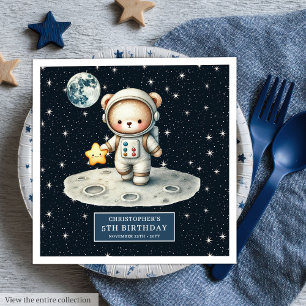 Serviette En Papier Space Explorer Bear Napkins for Boy Birthday