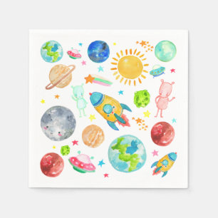 Serviette En Papier Space Galaxy Planet Rocketship Étoiles Aliens