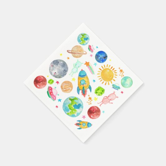 Serviette En Papier Space Galaxy Planet Rocketship Étoiles Aliens (Coin)