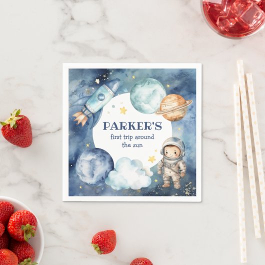 Serviette En Papier Space Galaxy Premier voyage autour du soleil Anniv (En situation)