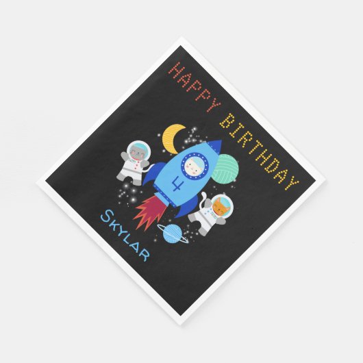 Serviette En Papier Space Kittens Cat Astronaut Anniversaire de enfant (Coin)