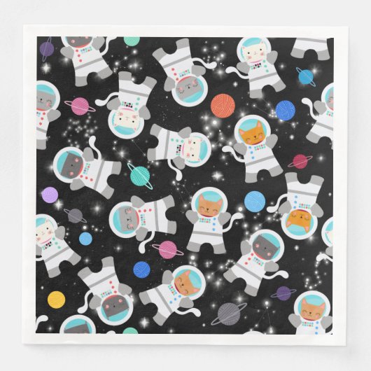 Serviette En Papier Space Kittens Chat Astronaut Motif mignon (Devant)