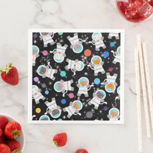 Serviette En Papier Space Kittens Chat Astronaut Motif mignon