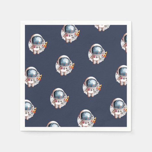 Serviette En Papier Space Man Rocket Ship Moon Anniversaire (Devant)