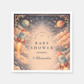 Serviette En Papier Space Rocket Clouds Baby Shower (Devant)