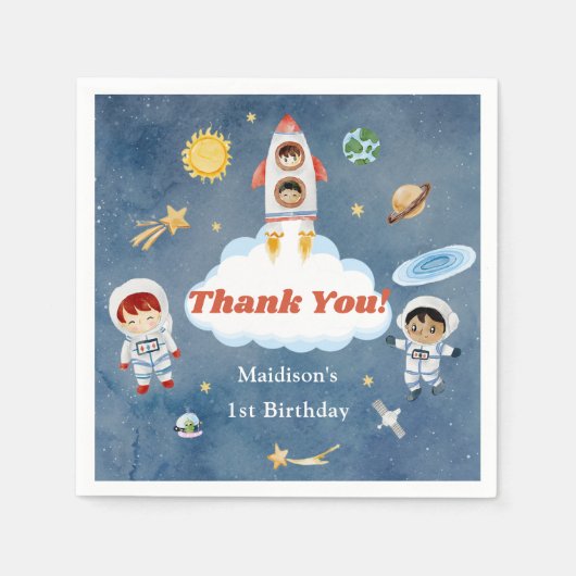 Serviette En Papier Space Rocket Planètes Papier Plaques (Devant)