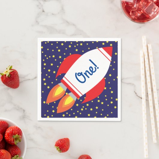 Serviette En Papier Space Rocket Star Navire 1ère fête d'anniversaire (En situation)