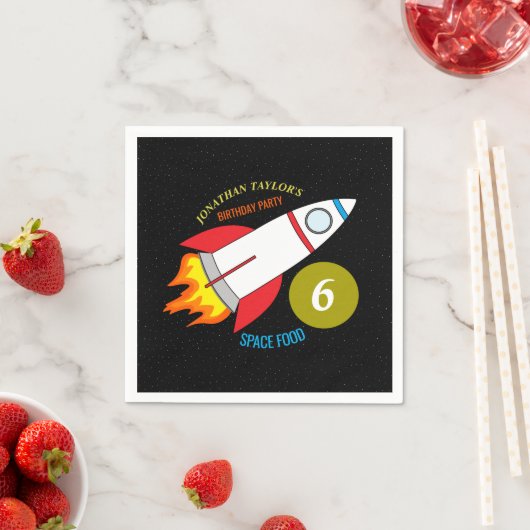 Serviette En Papier Space Rocket to the Moon Children's Birthday (En situation)