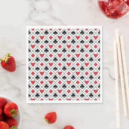 Serviette En Papier Spade, diamond, heart  & club playing card pattern (En situation)