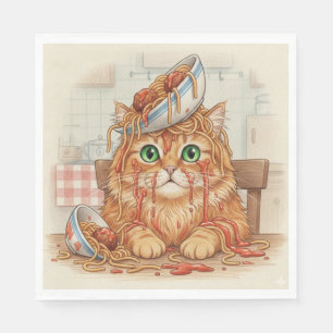 Serviette En Papier Spaghetti Kitty, Orange, Serviettes