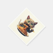 Serviette En Papier Spaghetti mangeur de chats (Coin)