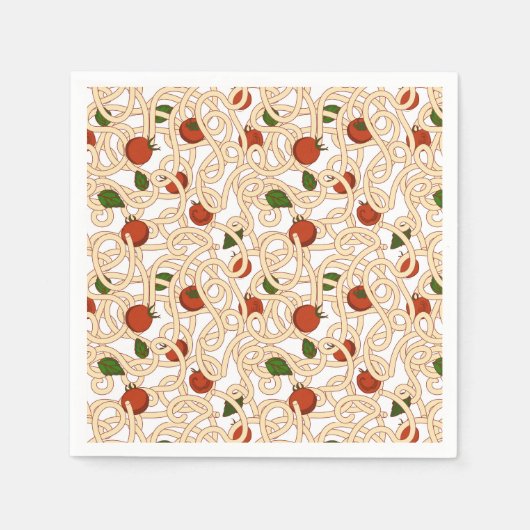 Serviette En Papier Spaghetti pâtes nourriture italienne avec tomate (Devant)