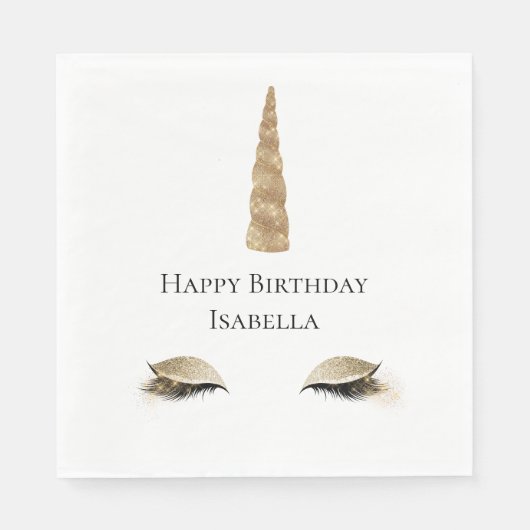 Serviette En Papier Sparkle Gold Glam Unicorn (Devant)