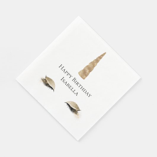 Serviette En Papier Sparkle Gold Glam Unicorn (Coin)