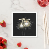 Serviette En Papier Sparklers du 75e anniversaire sur Noir (En situation)
