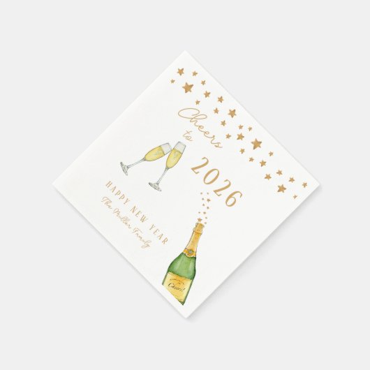 Serviette En Papier Sparkling Champagne Cheers to New Year Party (Coin)