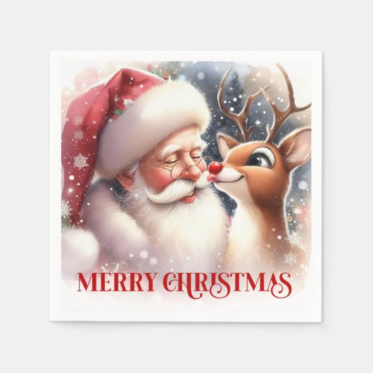Serviette En Papier Sparkling Santa Rudolph Xmas Table Napkins (Devant)