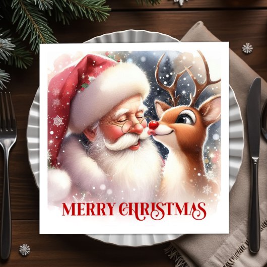 Serviette En Papier Sparkling Santa Rudolph Xmas Table Napkins