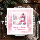 Serviette En Papier Sparkling Winter Scene Pinkmas Christmas Napkins