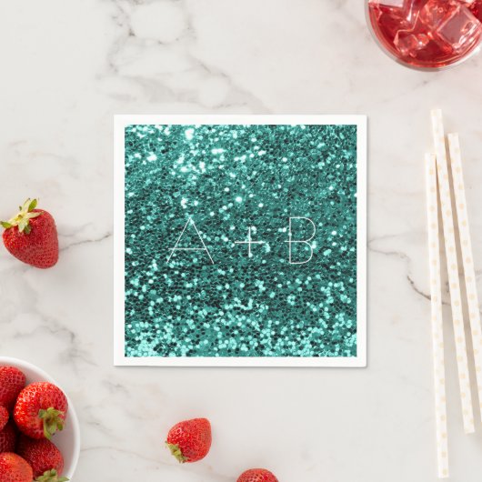 Serviette En Papier Sparkly Aqua Turquoise Mint Sequin Sparkly Parties (En situation)