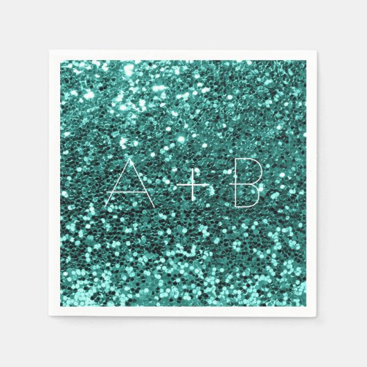 Serviette En Papier Sparkly Aqua Turquoise Mint Sequin Sparkly Parties (Devant)