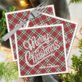 Serviette En Papier Sparkly Merry Christmas Plaid