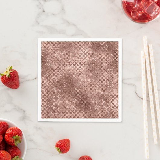 Serviette En Papier Sparkly Rose Gold Circles Rose luxe étincelant (En situation)