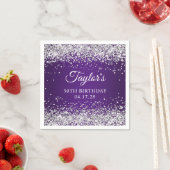 Serviette En Papier Sparkly Silver Parties scintillant Royal Purple 30 (En situation)