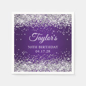 Serviette En Papier Sparkly Silver Parties scintillant Royal Purple 30 (Devant)