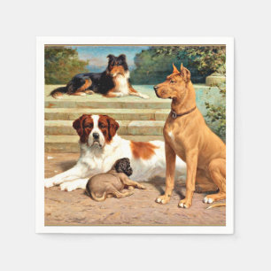 Serviette En Papier Sperling - Groupe de Chiens aux Escaliers
