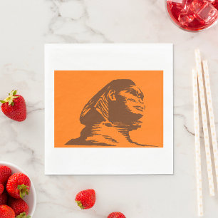 Serviette En Papier Sphinx Mythique Créature Sur Orange