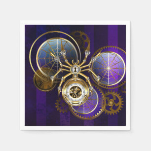 Serviette En Papier Spider Steampunk sur Arrière - plan pourpre