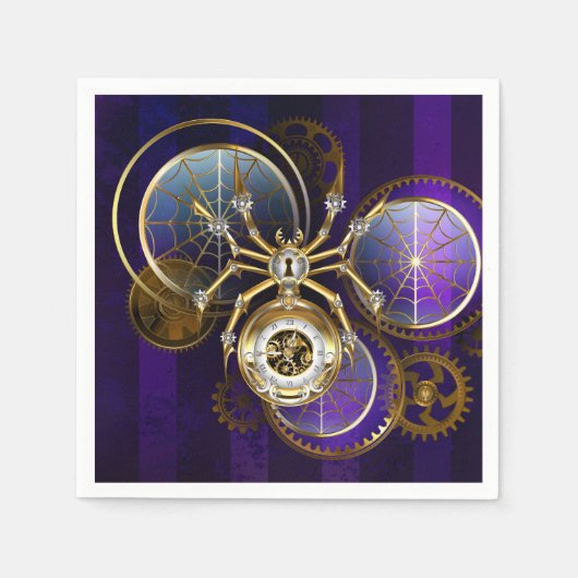 Serviette En Papier Spider Steampunk sur Arrière - plan pourpre (Devant)