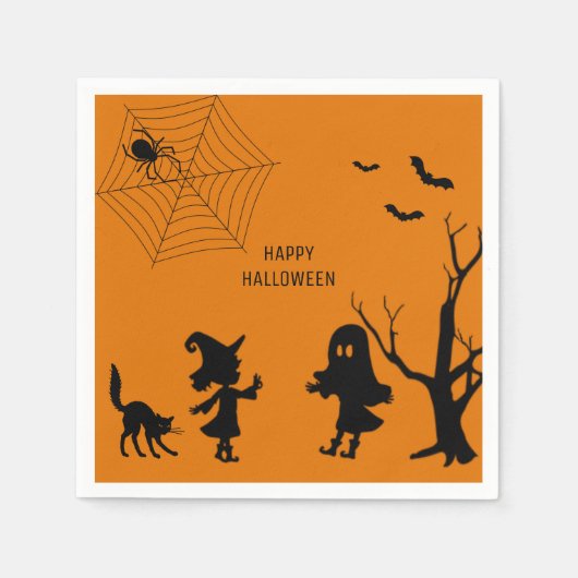 Serviette En Papier Spider Web Black Cat Papier Napkin (Devant)
