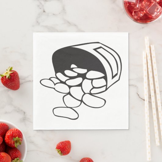 Serviette En Papier Spilled Beans Black and White Outline (En situation)