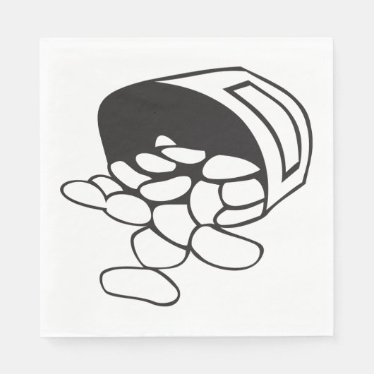 Serviette En Papier Spilled Beans Black and White Outline (Devant)